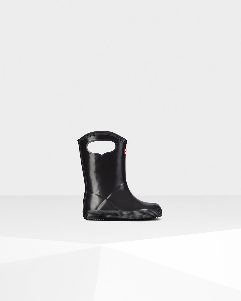Kids Rain Boots - Hunter Original First Classic Grab Handle Gloss (06LZXOBCV) - Black